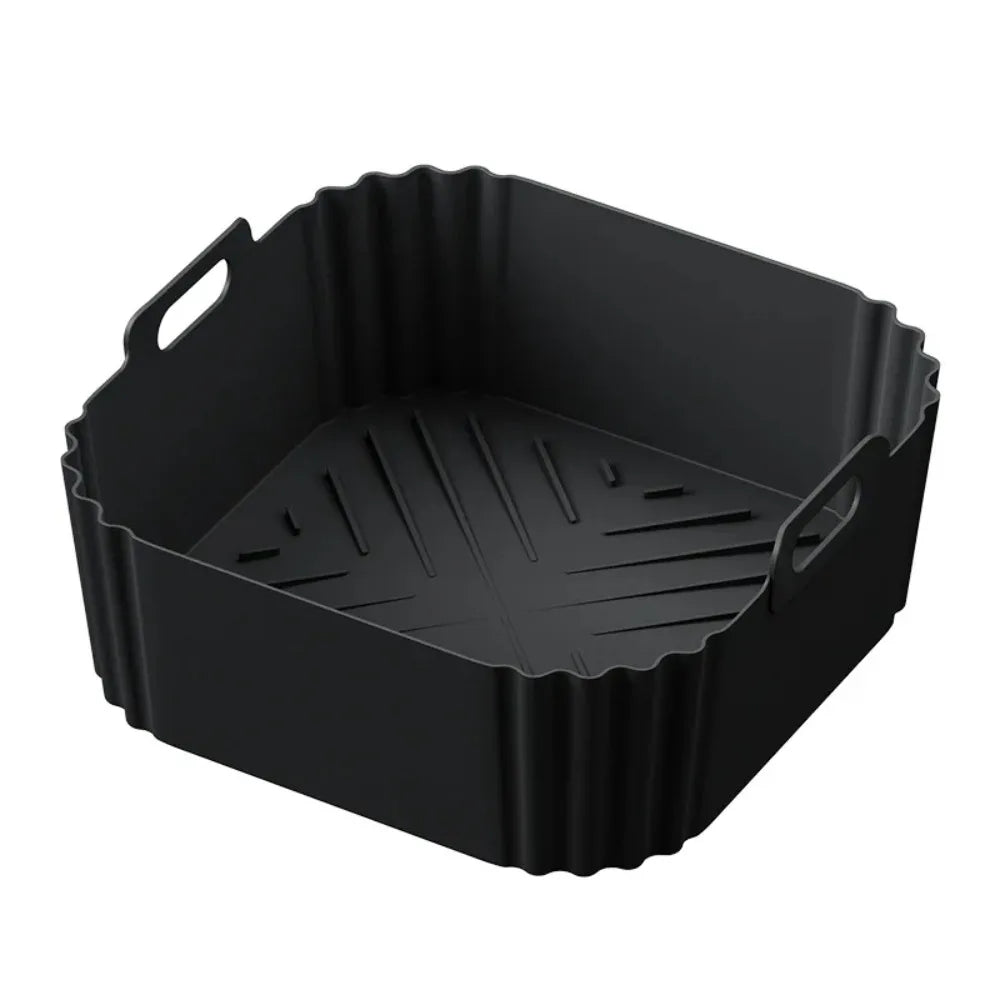 Silicone Air Fryer Liners Non-stick Basket Reusable Ninja AF181 AF180 Qme Black A