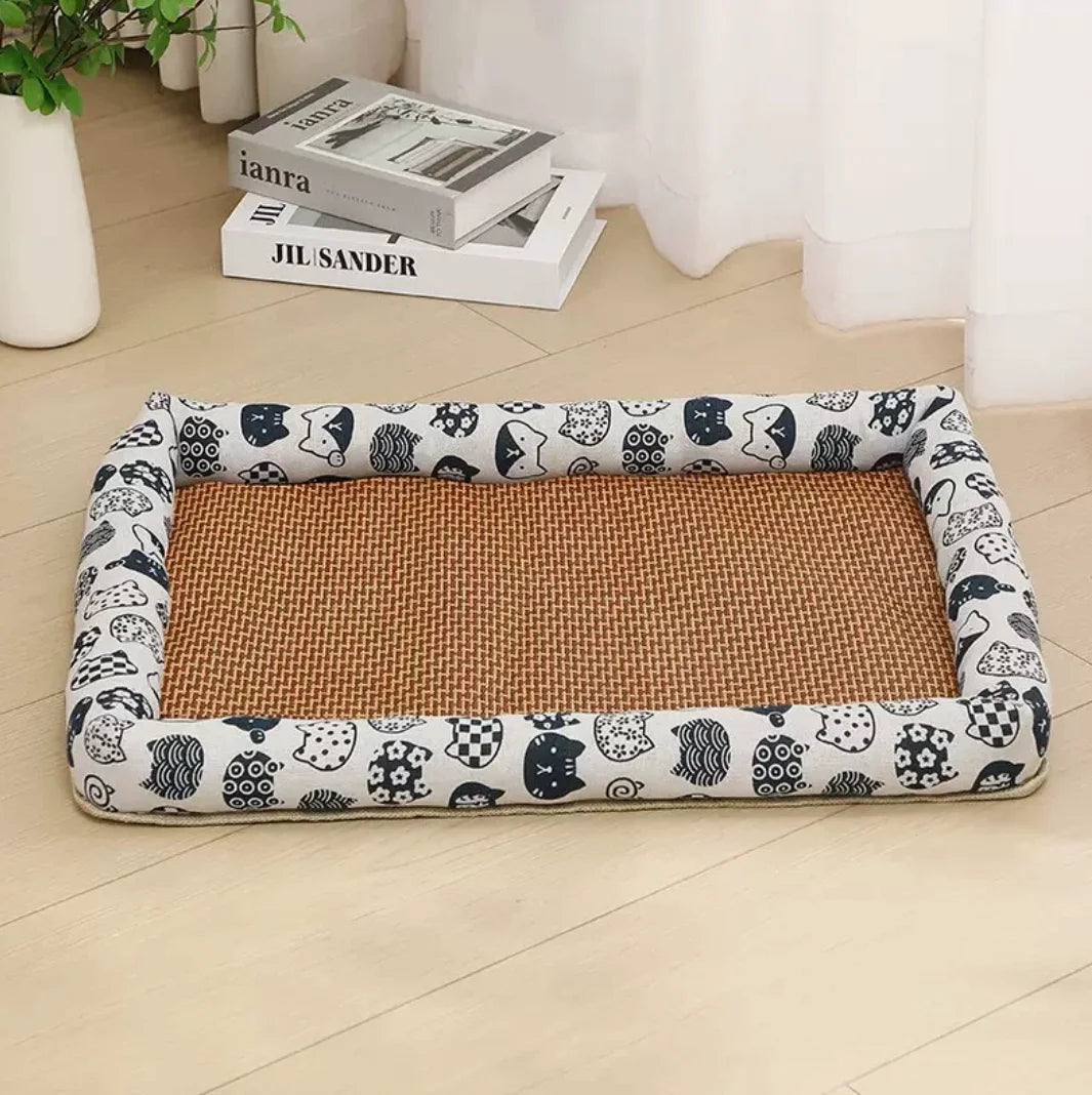 Dog And Cat Ice Cushion Summer Small And Medium Cat Sofa Cool Wear Pads Pet Bed Comfortable Wear-Resistant Pads Pet Supplies Qme white 90X70cm