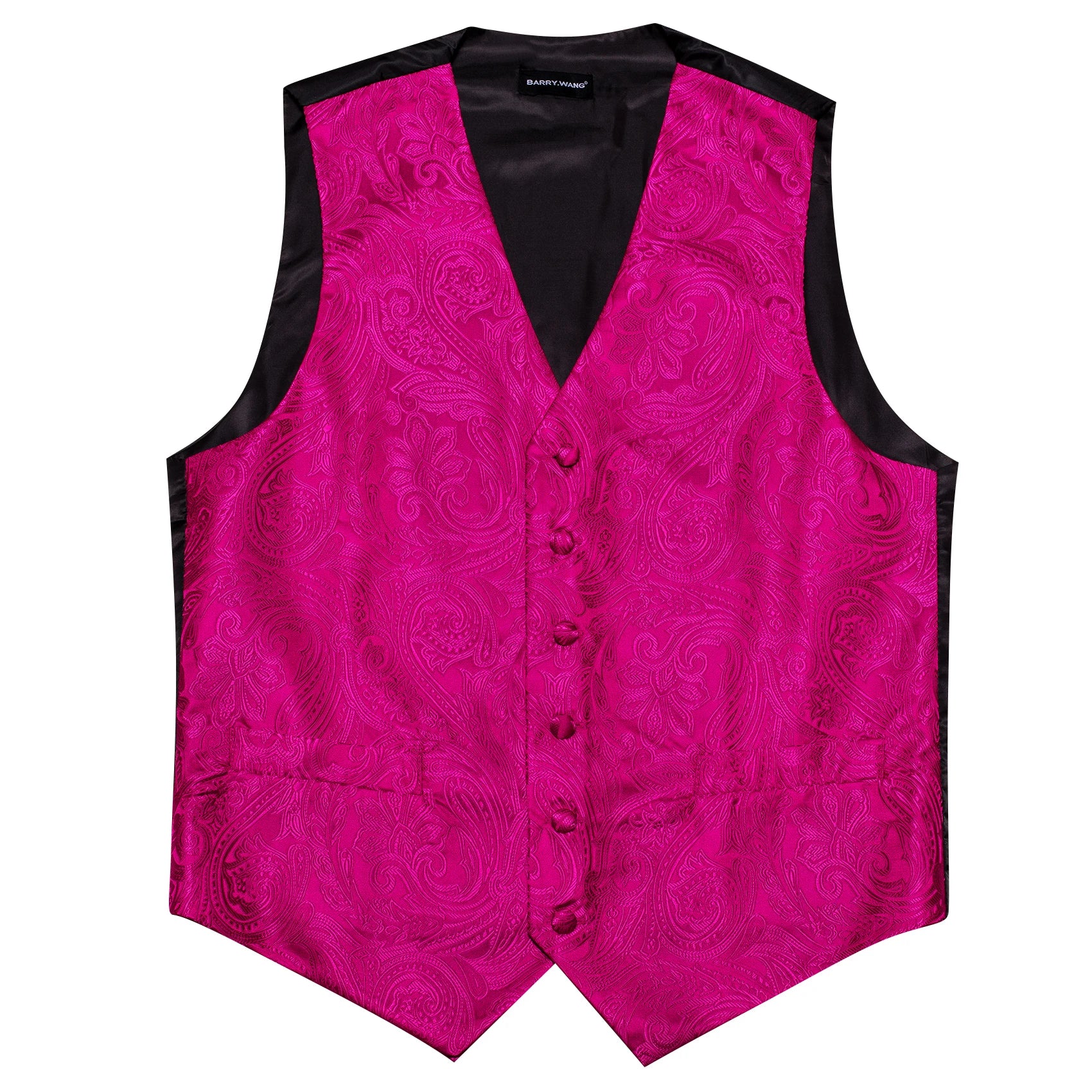 Men's Rose Pink Floral Vest Tie Hanky Cufflinks Formal Waistcoat Qme