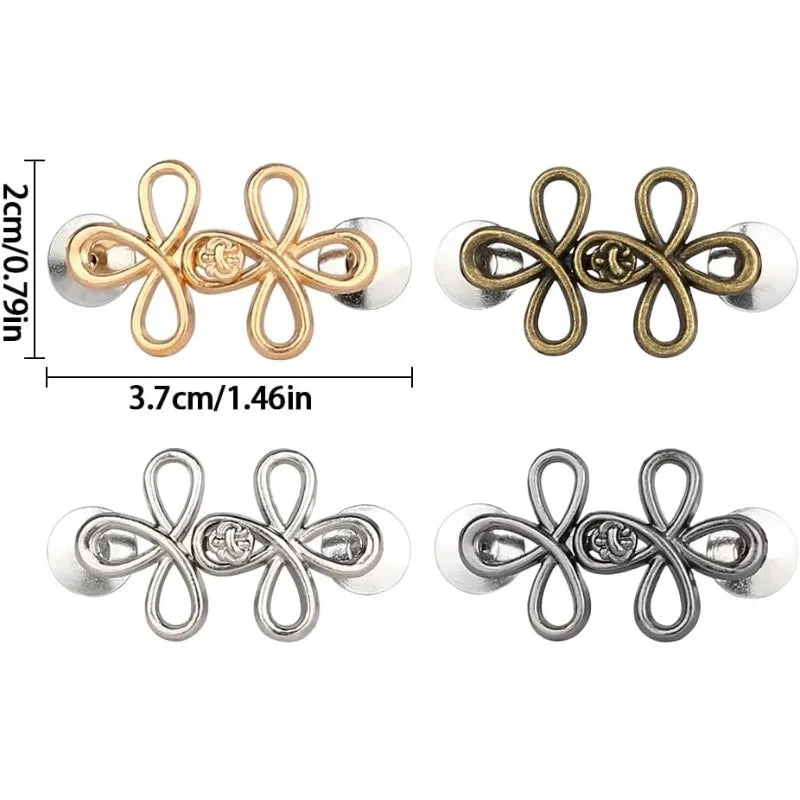 Clover Pant Waist Tightener,Waistband Tightener No Sew Buttons Pants Button Tightener, Detachable Metal Waist Buckle Pants Clips Qme