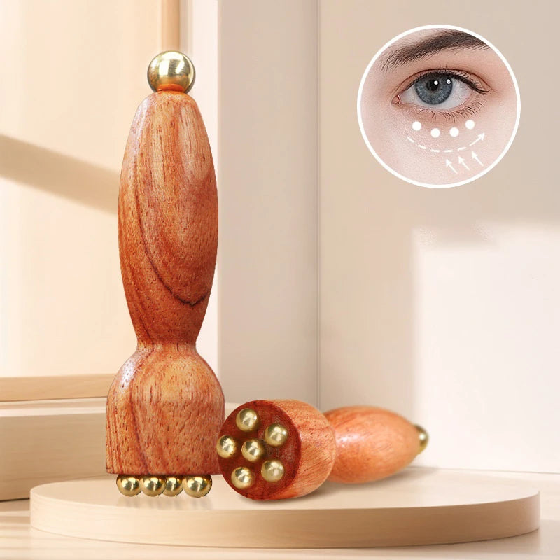 Professional Lotus Seedpod Gua Sha Tool Brass Rosewood Facial Massage Qme
