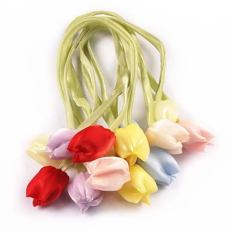 3pcs Length 46cm Tulip Hairband Female Pony Edge Clip Line Ribbon Double Ponytail Personalized Decorative Accessories cp3828 Qme
