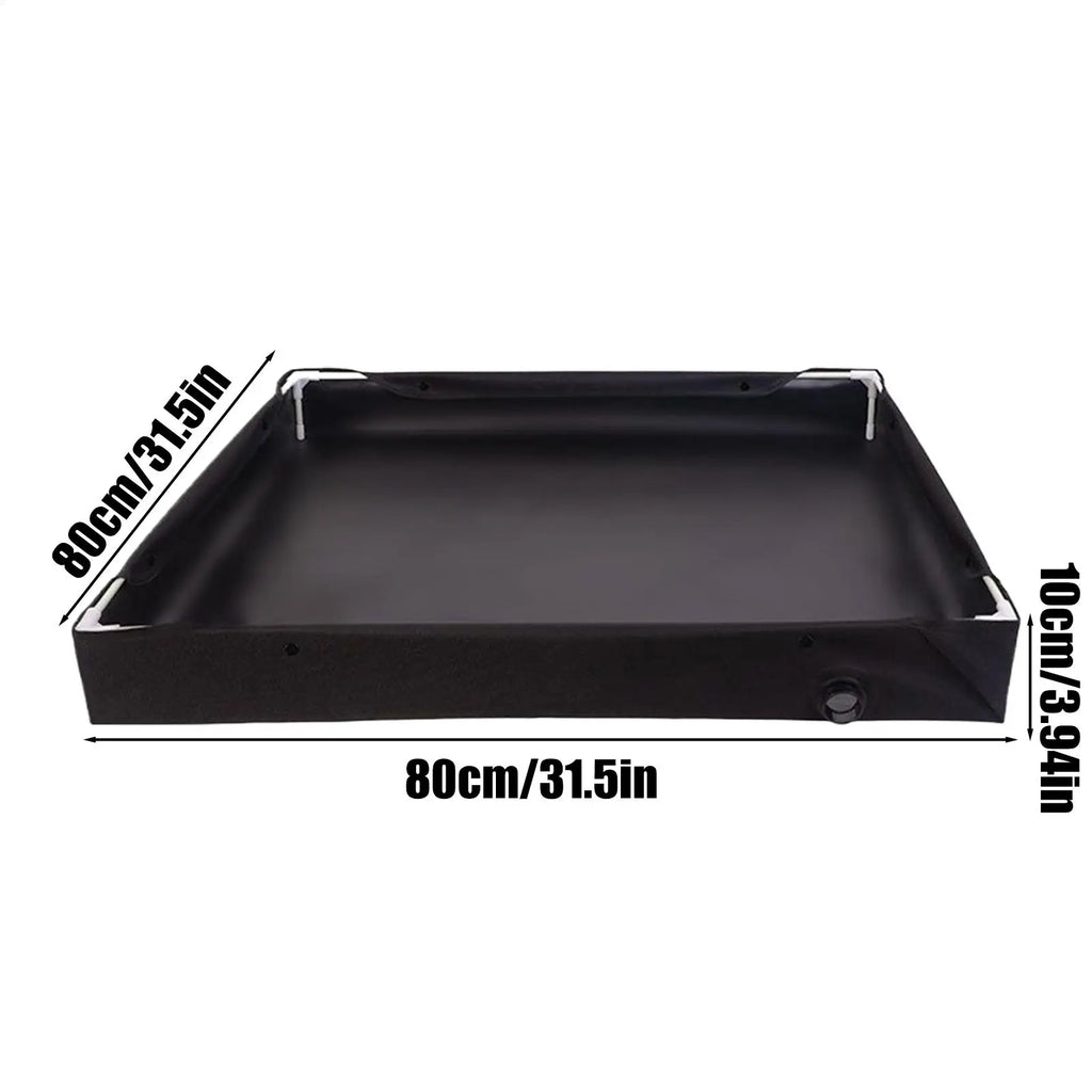 Camping Shower Base Travel Foldable Basin Bathing Tray Drain Pipe Qme