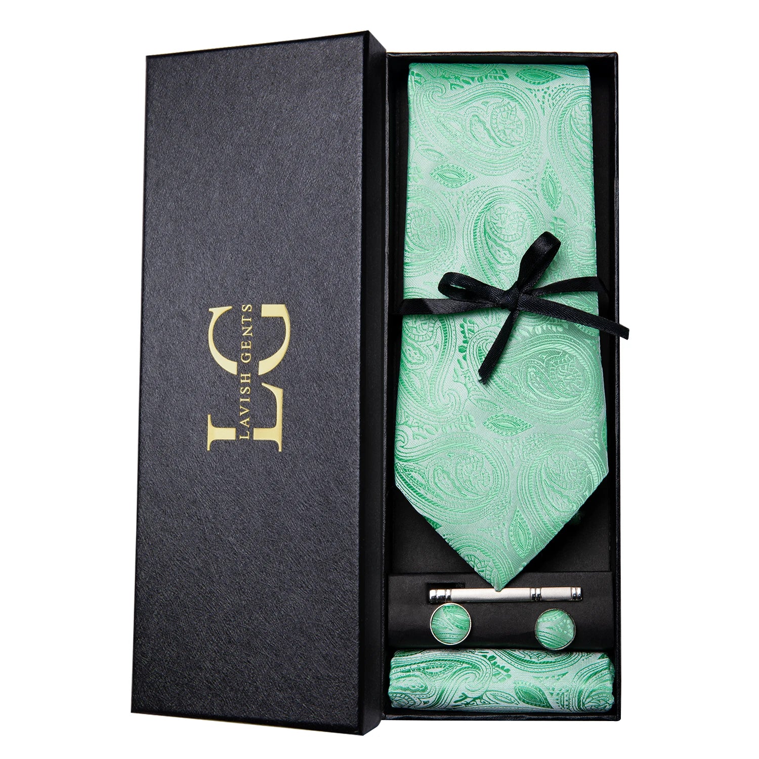 Hi-tie Luxury Box Classic Paisley Teal Green Necktie Gentle Men's Tie Qme N-3245-SMT-02