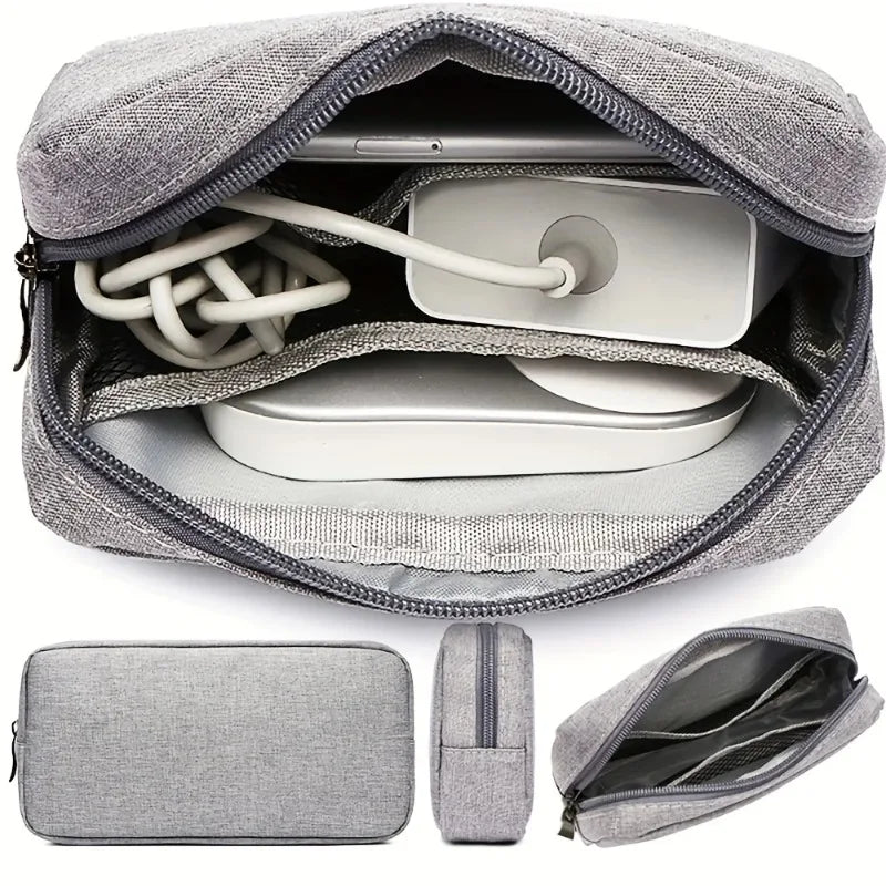 Portable Electronics Storage Pouch Phone Charger Earphone Power Cord Qme