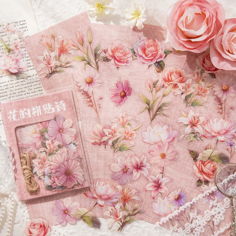 70 pcs Flowers Plant Stickers aesthetic Decorative Diary Stickers Album Scrapbooking material Hand Account Junk Journal Supplies Qme C3