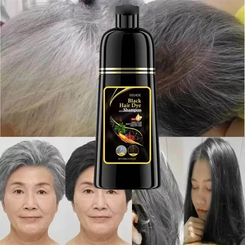 Natural Herbal Hair Dye Shampoo 3 in 1 Change Hair Color Gray Hair to Dark Brown Black Deep Nourishing Care Qme