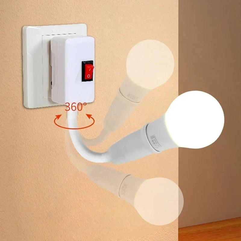 E27 Direct Plug Swivel Head Socket Bulb Holder Switch EU LED Table Qme