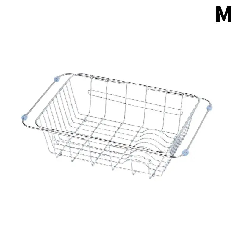 Extendable Sink Drainer Dish Vegetable Fruit Washing Basket Kitchen Qme Silver M