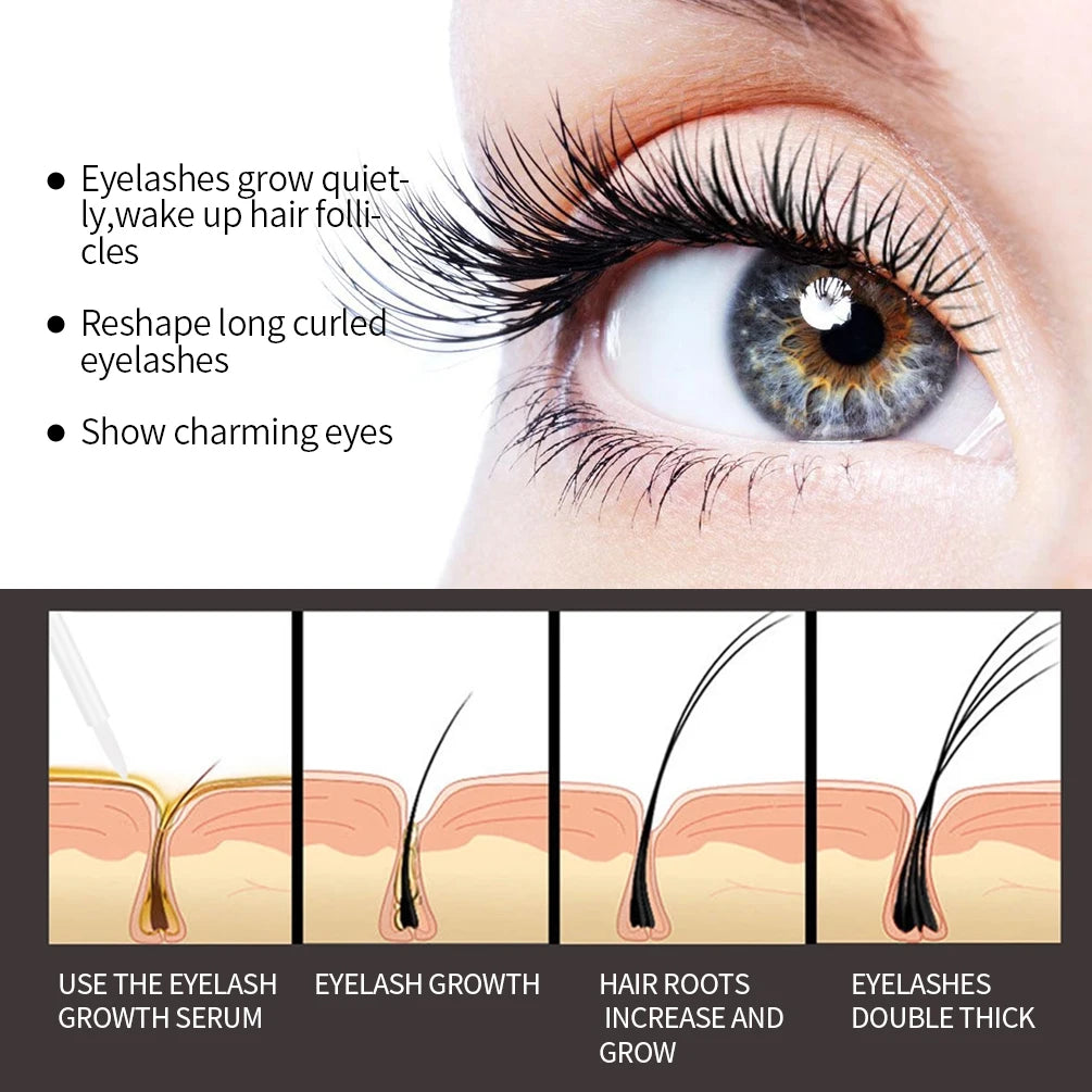 QIBEST Eyelash Growth Serum Natural Makeup Treatment Lash Nourishing Eyelash Enhancer Lengthening Eyelash Serum Thicker Mascara Qme