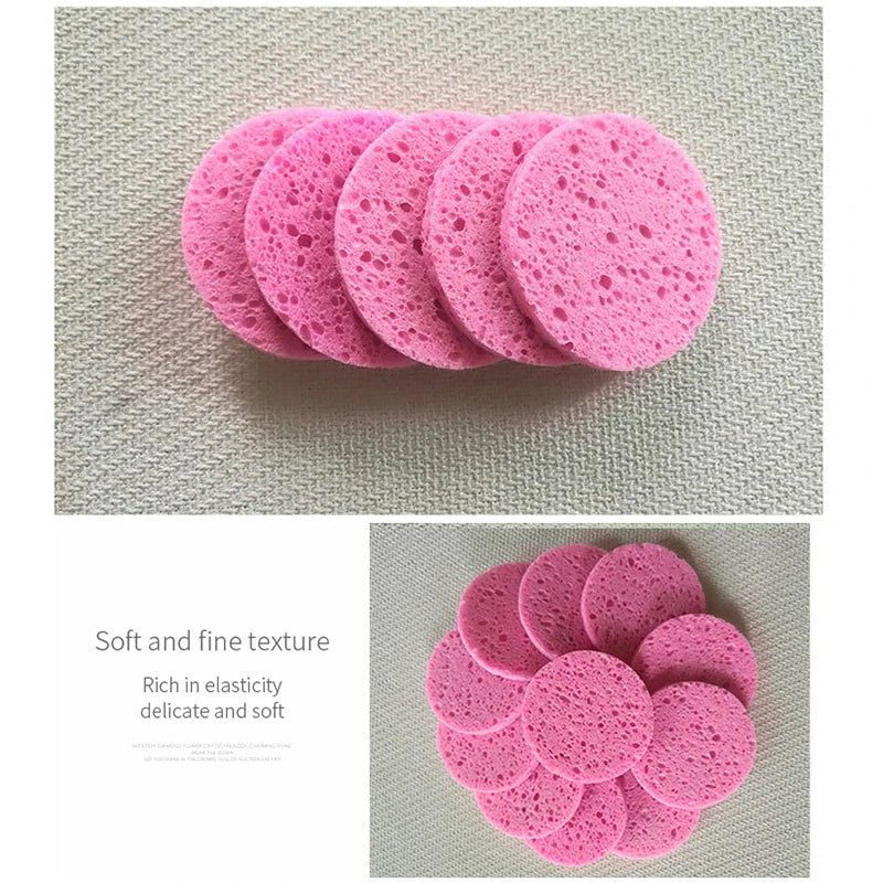 Face Round Makeup Remover Tool Natural Wood Pulp Sponge Cellulose Qme