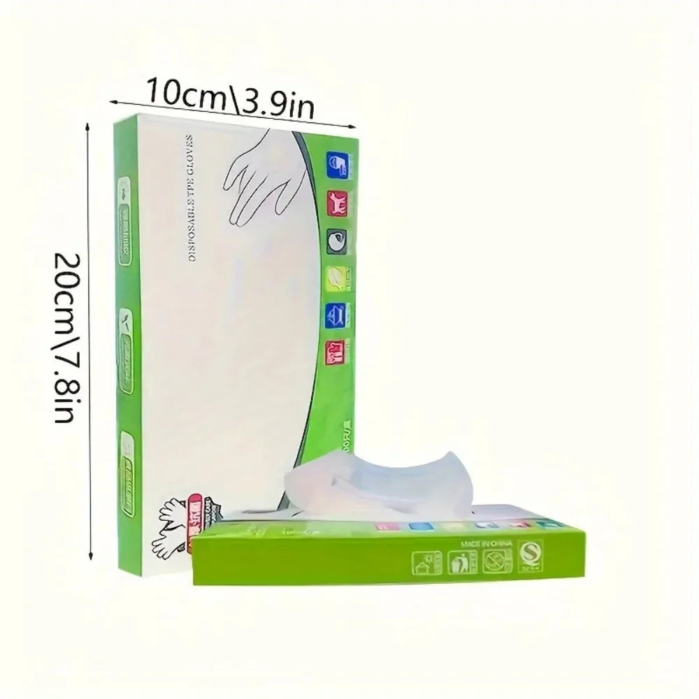 100Pcs Disposable Transparent PE Plastic Gloves Reusable Food Safe Clear Gloves for Kitchen Cooking Cleaning Restaurant Catering Qme