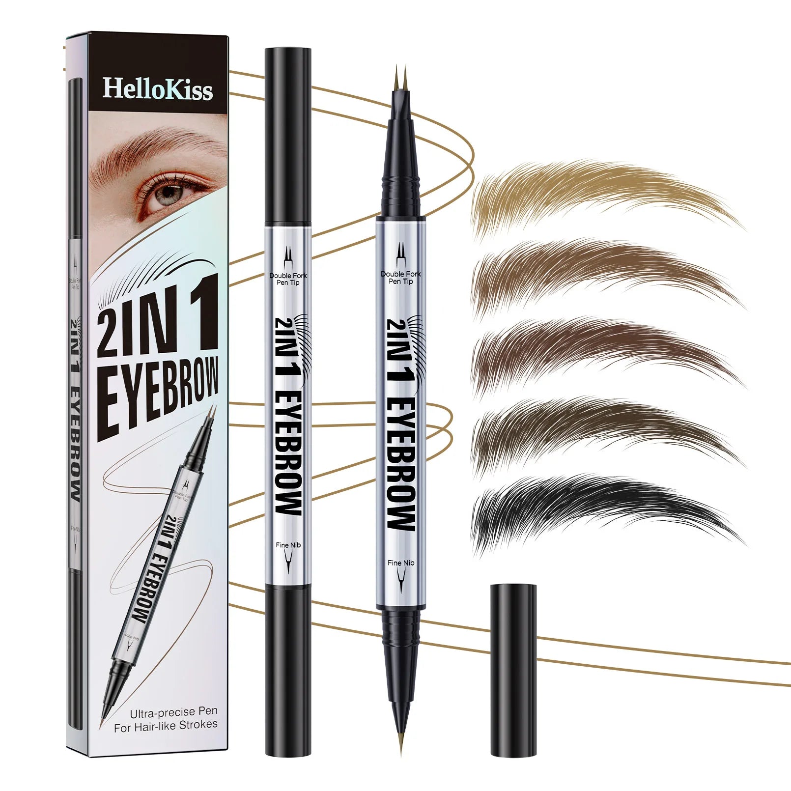Two-pronged Eyebrow Pencil Waterproof Two-in-one Liquid Eyebrow Pencil Curved Eyebrow Pen With Fork And Precise Brush Tip Makeup Qme