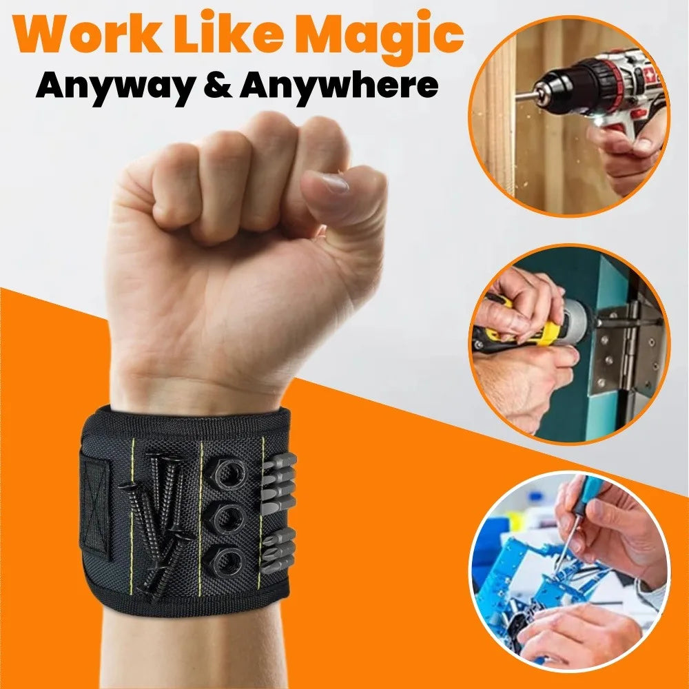 Strong Magnetic Wristband Portable Tool Bag Adjustable Magnetic fixation Tool Wrist Belt for Screws Metal Nails & Drilling Bits Qme