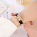 New women's watch with retro Roman blue needle scale design, simple and fashionable square watch, quartz watch Qme 1