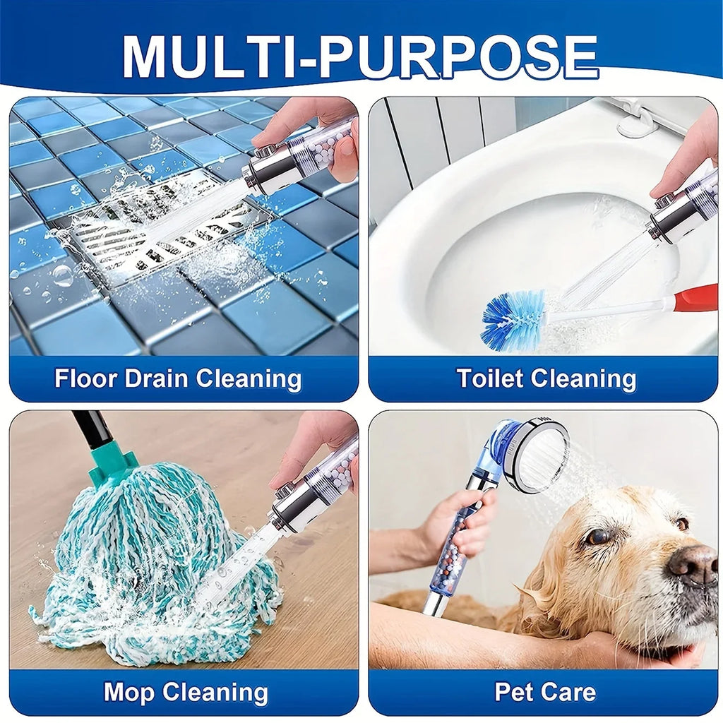 High-Pressure 3-Mode One-Click Water Stop Showerhead - Multi-Functional Handheld Filter Sprayer with Adjustable Settings Qme