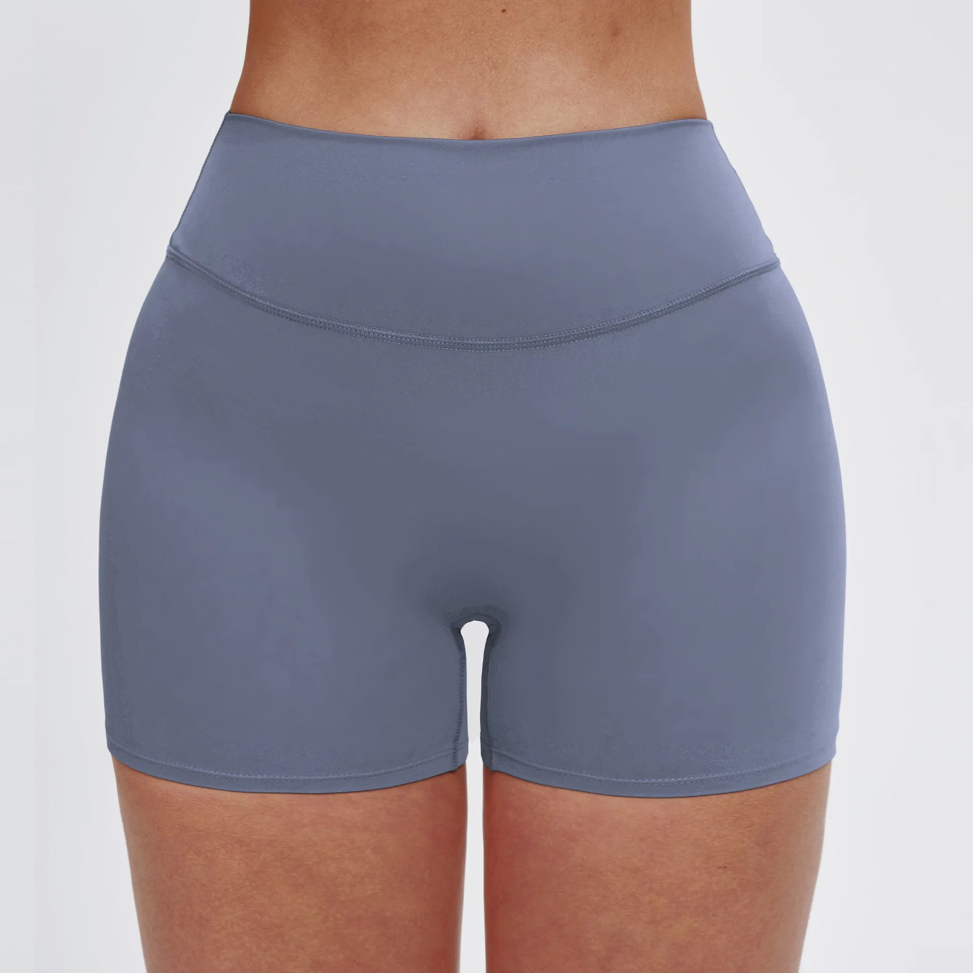 A Women's Summer Shorts Low Waist Seamless Shorts Gym Shorts Yoga Shorts Running Shorts and High Stretch Cycling Training Shorts Qme soot blue S