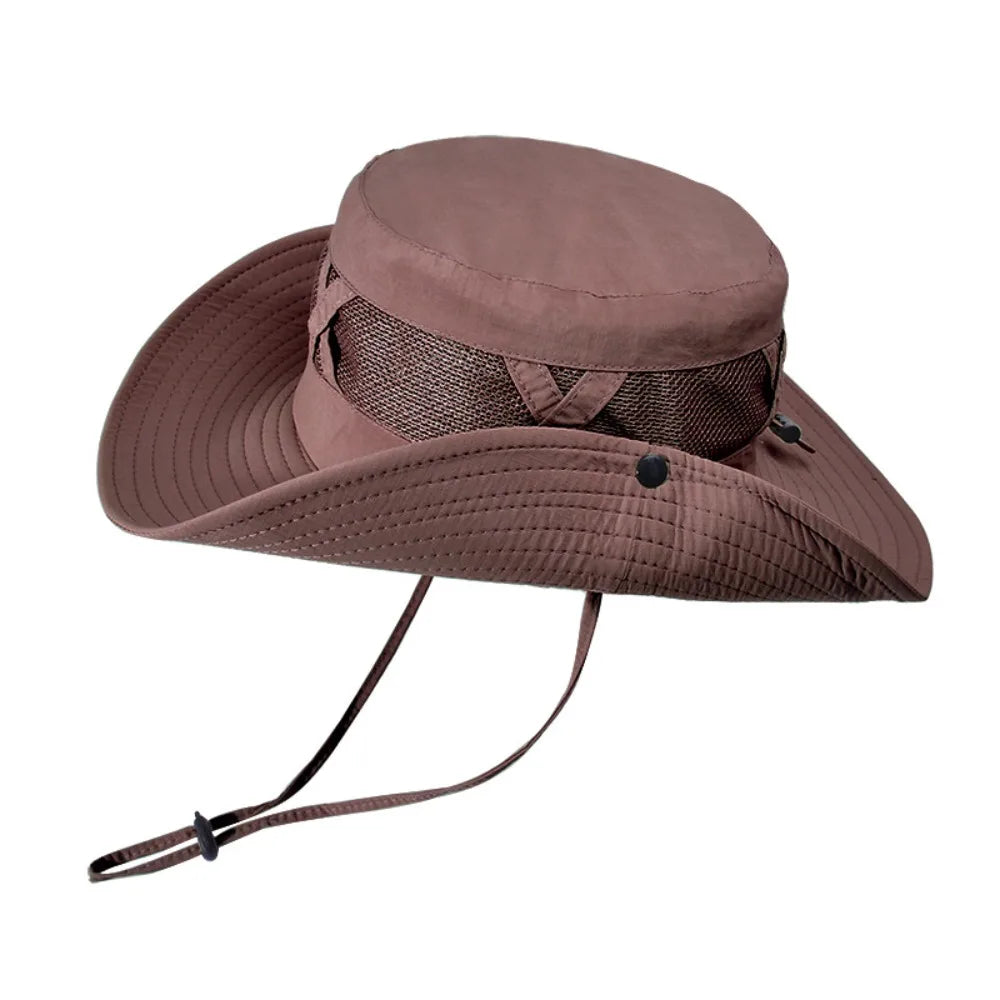 Creative Nylon Mesh Fisherman's Hat Quick-dry Waterproof Portable Hiking Cap Sunscreen Soft Folding Bucket Hat Man Woman Qme Coffee