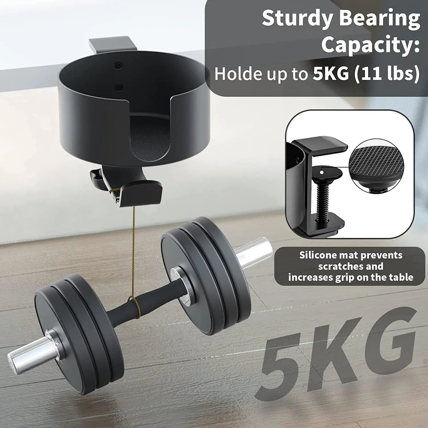 360° Rotating Desk Holder, Desk Cup Holder ,Clamp On Desk Organizer,Gaming Desk Accessories Qme