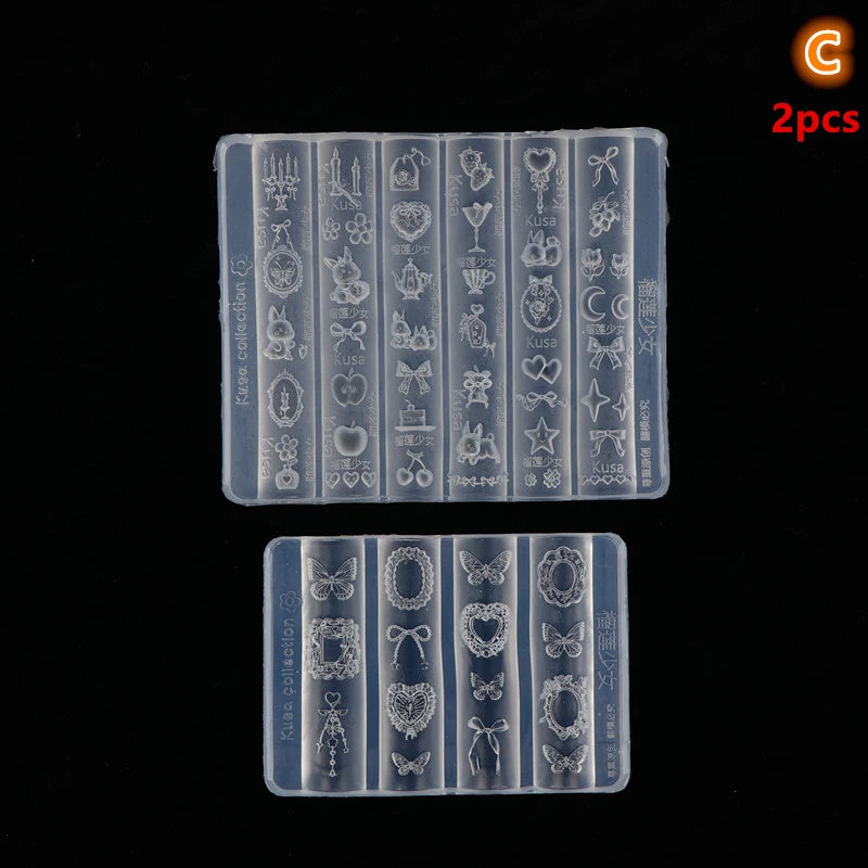 Silicone Nail Art Mold Cartoon Lace Bow Rabbit Cute Candle Moon Qme C