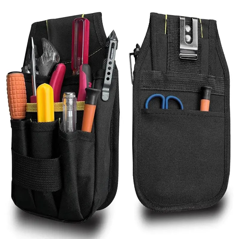 A02F-Multi-Pocket Organizer Tool Pouch With Belt Clip For Electricians Construction Maintenance Qme