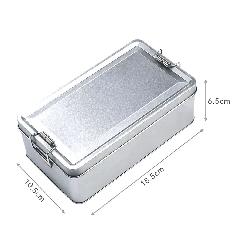 Rectangular Tinplate Cookie Tins Box Lid Dustproof Home Kitchen Qme L Silver