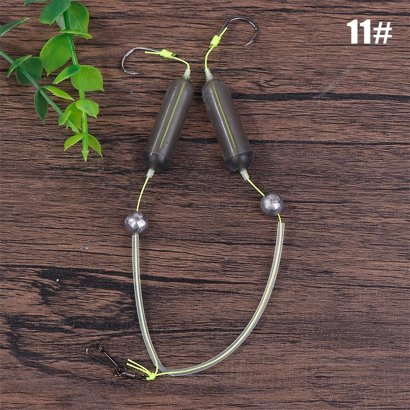 Carbon Steel Fishing Hook Double Bait Keeper Barbs Anti-separation Qme 11