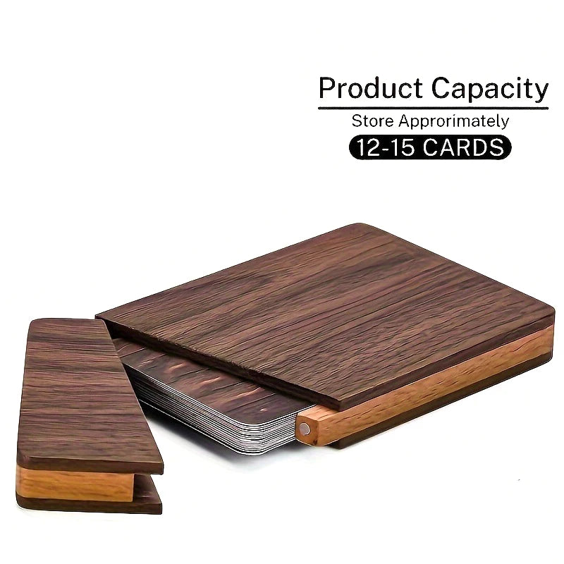 Slim Card Case Men Portable Walnut Wood Business Holder Wooden Qme