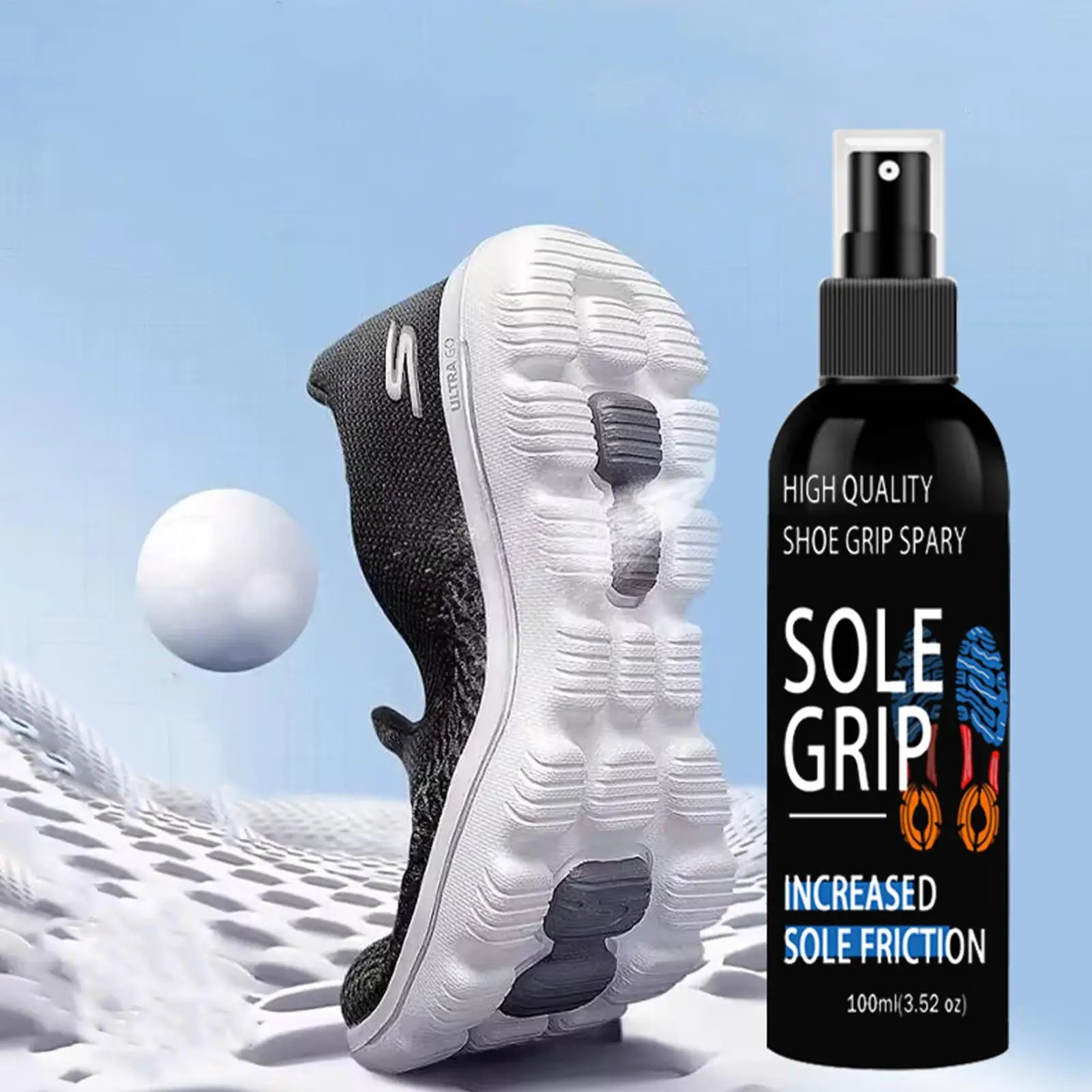 Basketball Shoe Grip Spray - Improve Sole Traction & Court Grip - Rejuvenate & Elongate Sneaker Life - for Various Shoes,100ml Qme