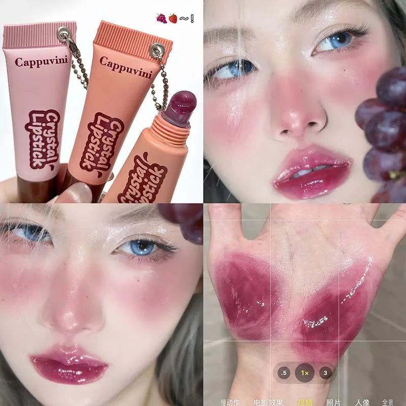 Jelly Purple Translucent Lip Gloss Hydrating Mirror Finish Lip Cream Bright Glassy Moisturizing Plumper Long Lasting Lips Makeup Qme