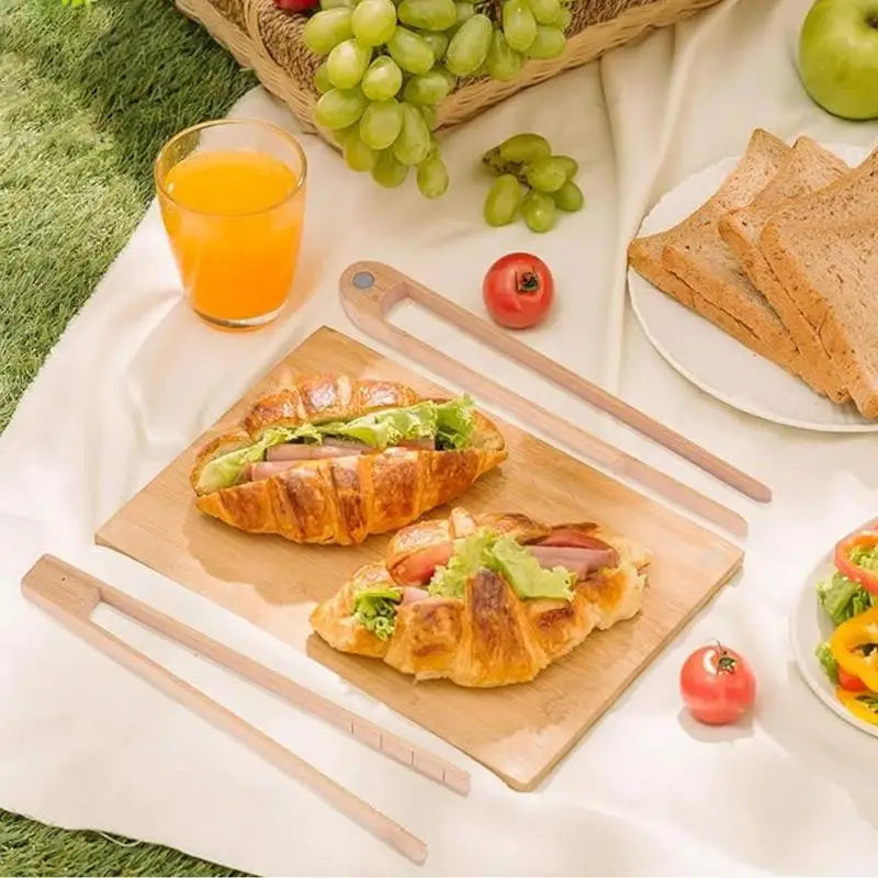Bamboo Wood Wooden Food Toast Salad Tongs Toaster Bacon Sugar Ice Tea Qme China Mainland