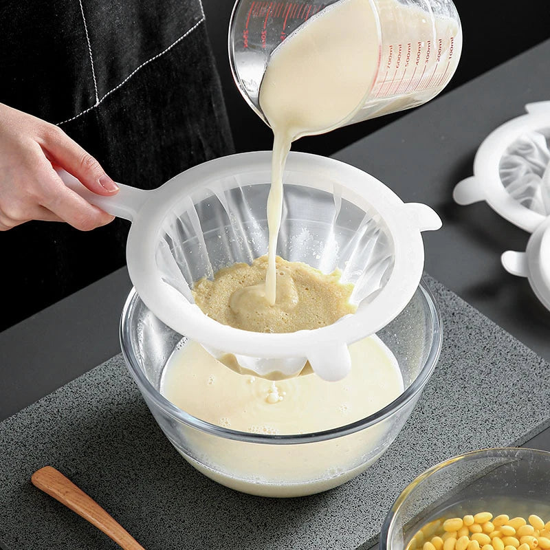 Kitchen Soy Milk Coffee Filter Bags Reusable Nylon Mesh Strainer Milk Yogurt Filter Spoon Tea Wine Juice Colander Sieve Mesh. Qme