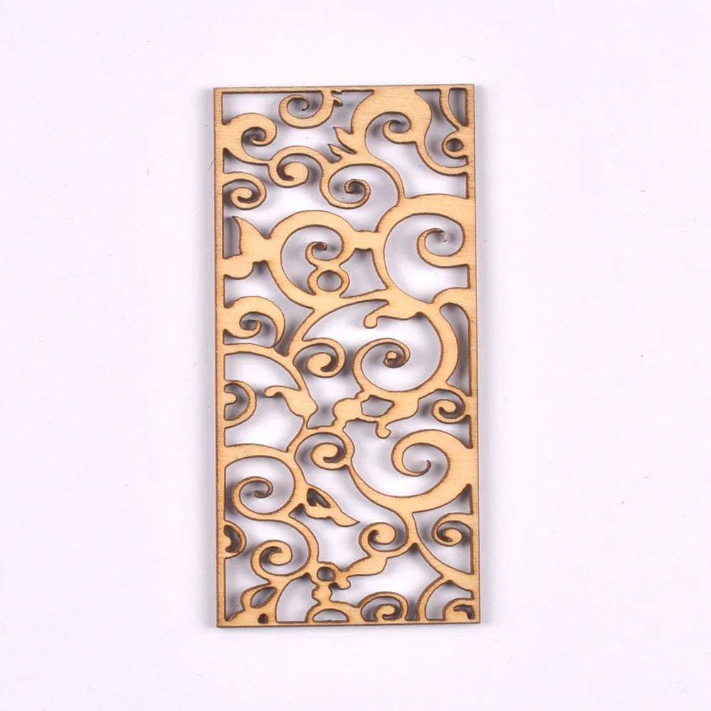 5Pcs/lot Natural Wood Decoration For DIY Scrapbook Crafts Hollow Rectangle Wooden Handmade Ornaments Home Embellishment m2559 Qme 4