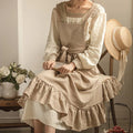 French Pastoral Florist Artsy Cotton Linen Vintage Apron Kitchen Baked Nordic Solid Color Ruffled Apron Home Qme oat