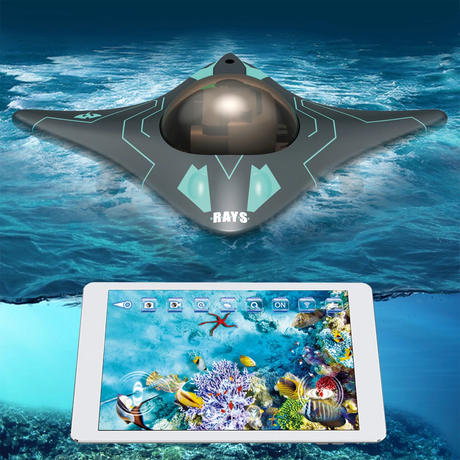 RC Boat with Camera 6 CH Waterproof Underwater Drone App Control Real-Time Photography Toys for Adults & Kids Birthday Gift Qme