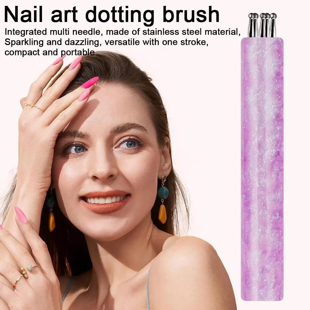Acrylic Starry Sky Handle Nail Art Brush | Stainless Steel Bristles, Essential for Beginners and Nail Enthusiasts Qme