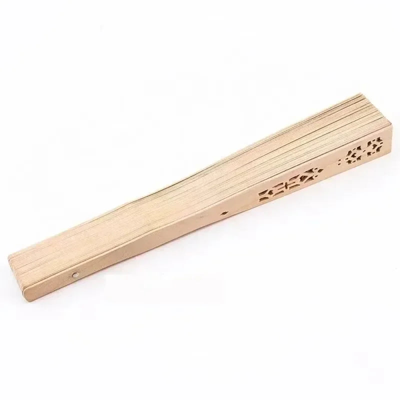 Chinese Sandalwood Scented Folding Hollow Wooden Fans Hand Held Home Qme
