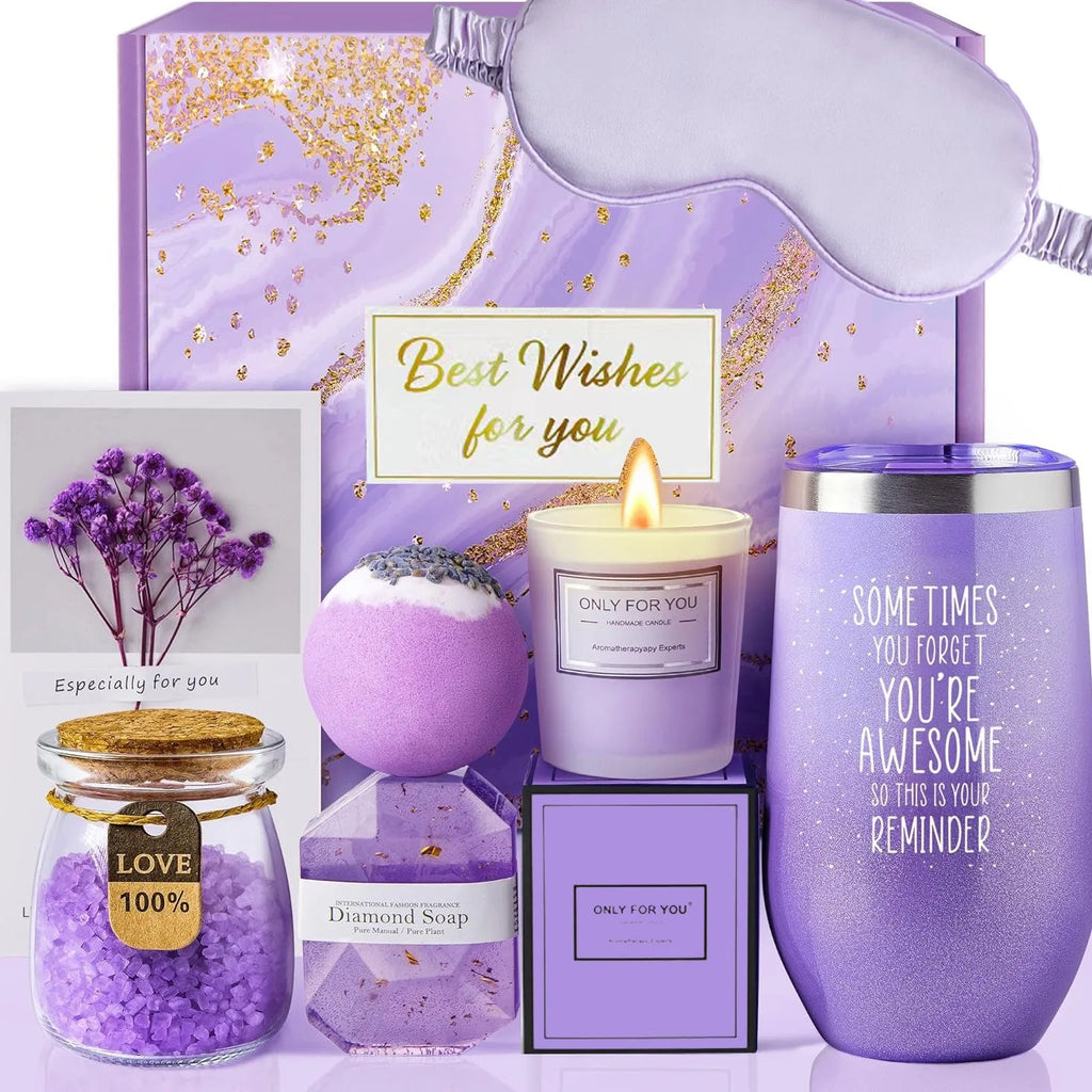 Gifts for Ladies ,Mom, Wife,Girlfriend, Sister-Happy Birthday,Christmas,Valentine's Day,Mothers Day-Lavender Spa Gift Basket Set Qme