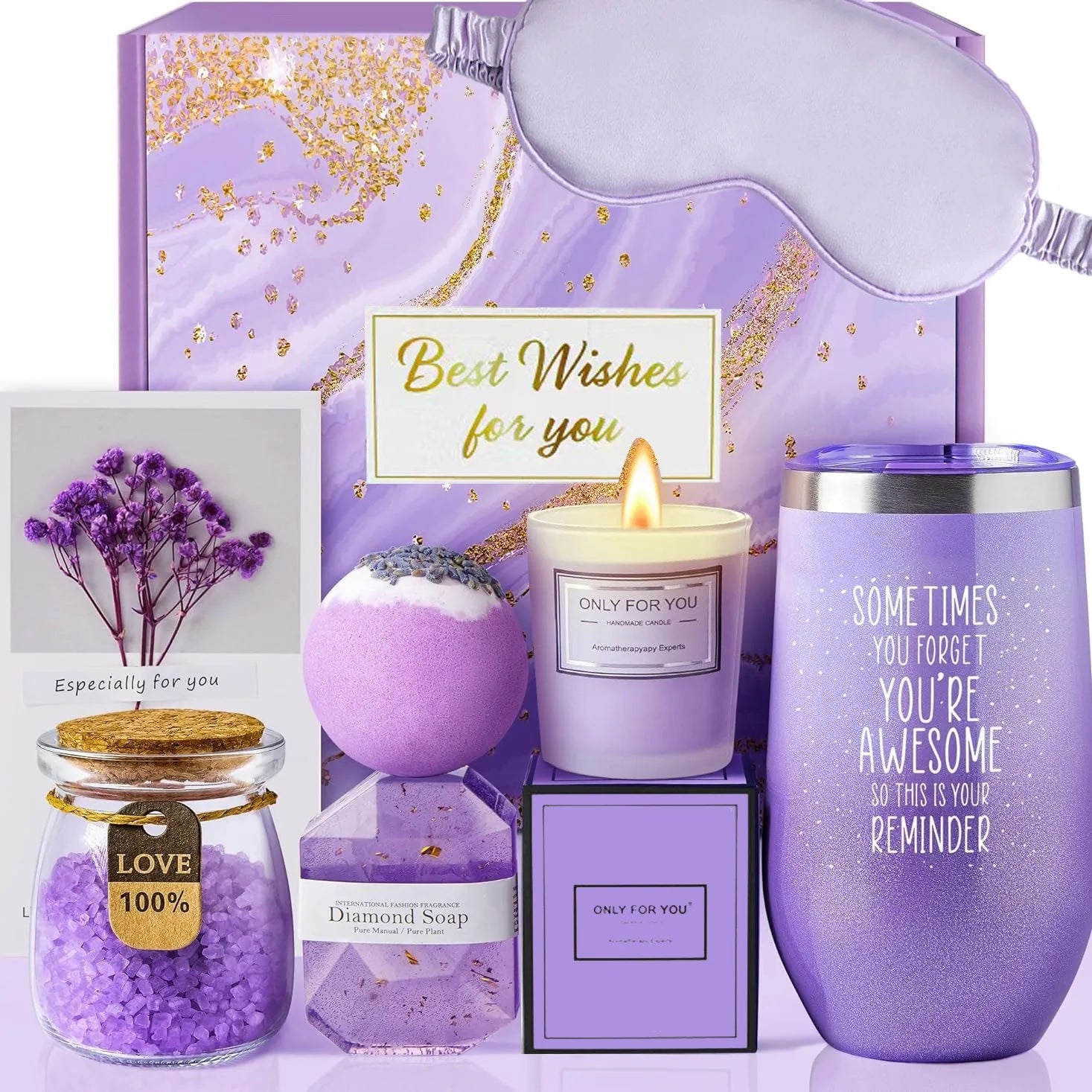 Gifts for Ladies ,Mom, Wife,Girlfriend, Sister-Happy Birthday,Christmas,Valentine's Day,Mothers Day-Lavender Spa Gift Basket Set Qme
