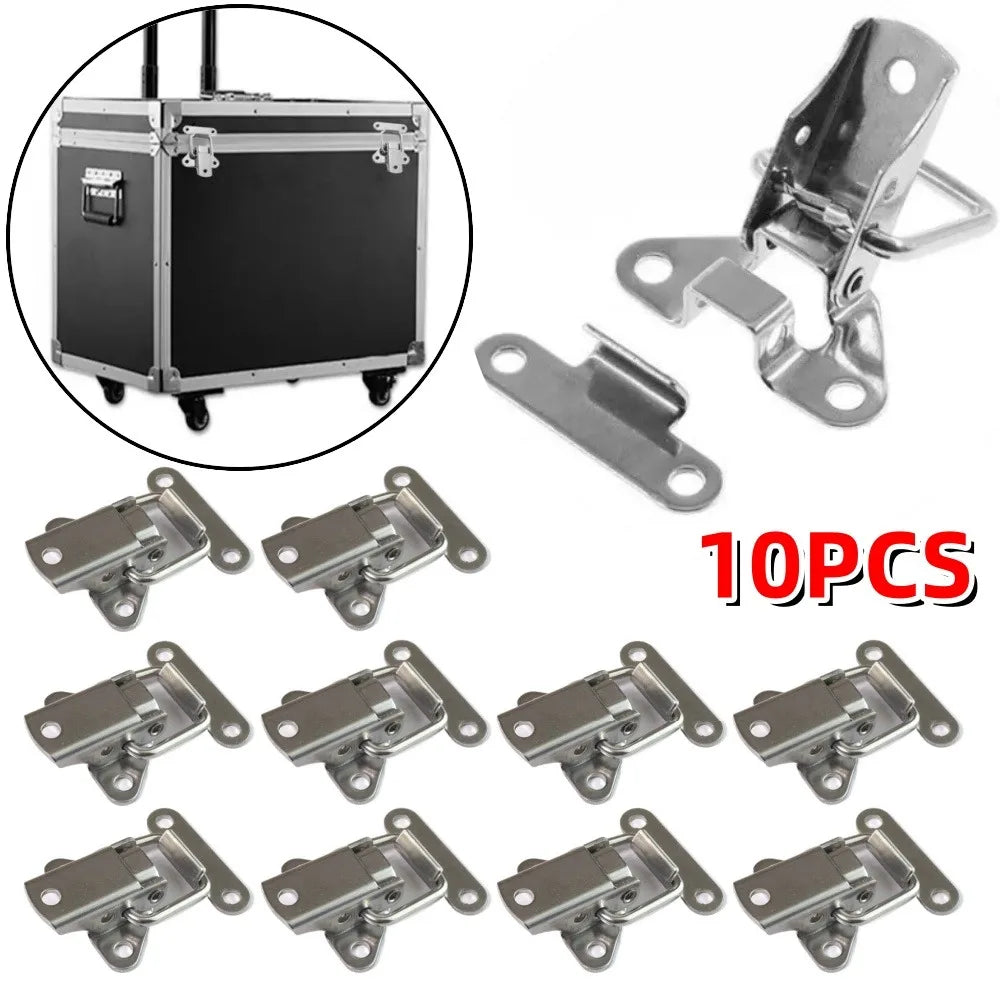 10/4PCS Stainless Steel Cabinet Latch Hasp Luggage Storage Box Fixed Toggle Clasp Toolbox Hardware Box Toggle Latch Hook Tool Qme