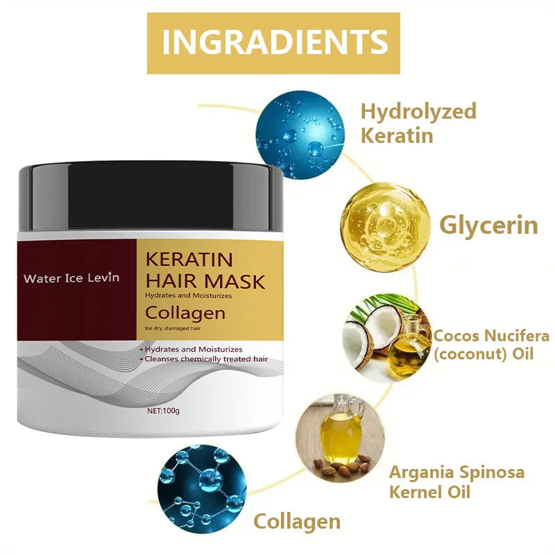 Miracle Hair Mask, Containing Collagen and Keratin - Deep Hair Care with Coconut Oil - Intense Moisturizing and Hydrating - Repairs Fine, Thin, Fragile, Dry, and Damaged Hair Qme