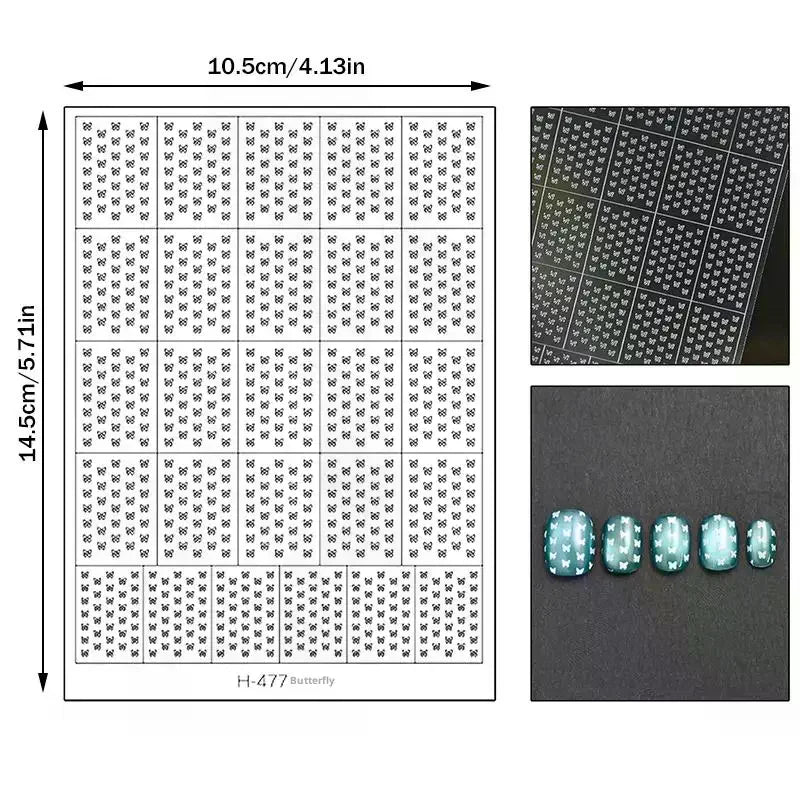 Reusable Hollow Out Love Star Nail Art Adhesive Sticker Template Qme
