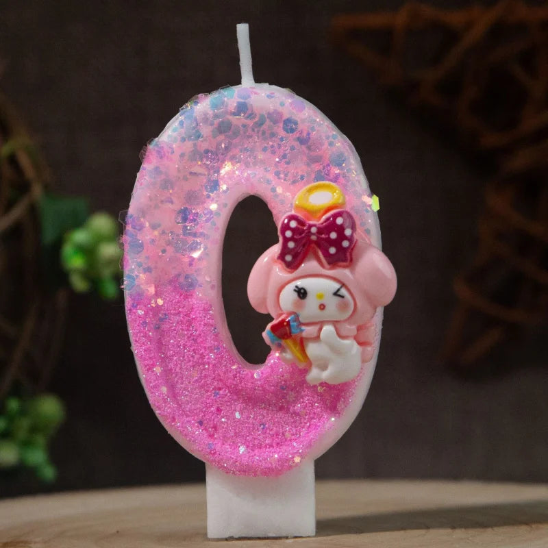 Melody 0-9 Numbered Birthday Candles Pink Cartoon Cake Topper Decorations Student Birthday Party Supplies Qme