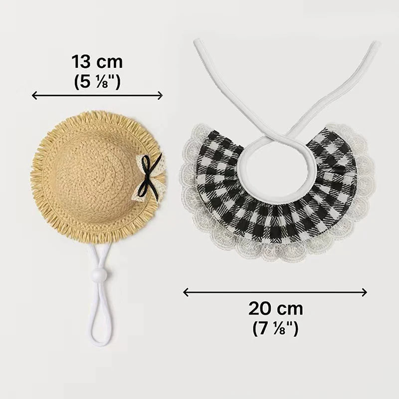 Wear Windproof Rope Puppy Straw Hat Creative Porch Pet Dog Cat Qme