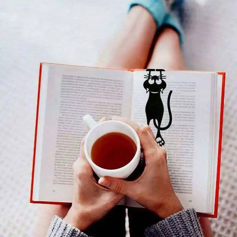 1 Small Cat Bookmark Hollowed Out Black Hanging Qme
