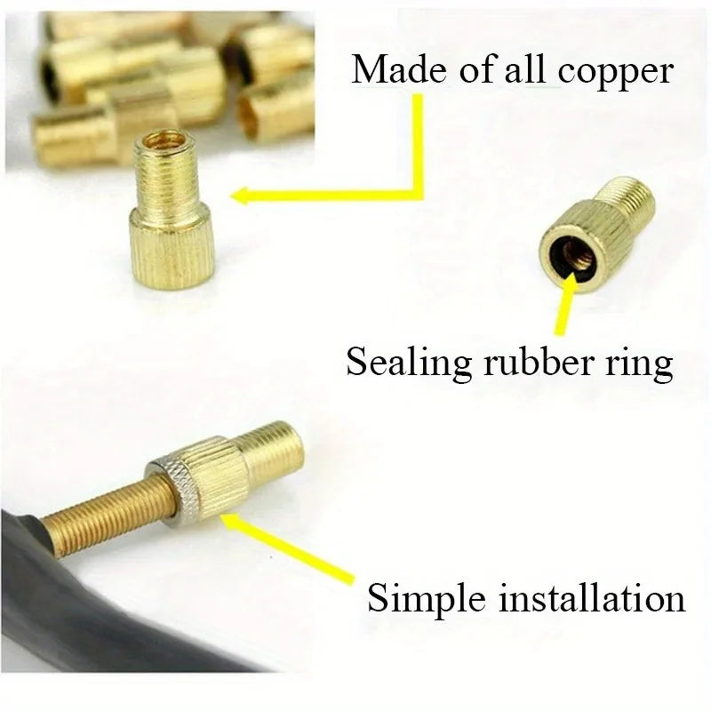 Brass Bike Valve Adapter DV SV to AV Converter Bicycle Tire Presta Schrader to American Air Pump Inflator Adaptor Qme