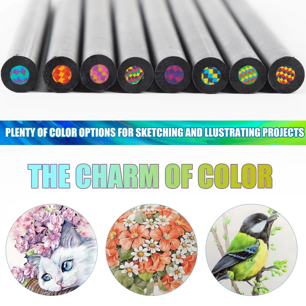 8/16/24Pcs Rainbow Pencils,Dreamy Gradient Colors - No Dust, Line 2 mm, Suitable for Professional Painting and Art Purposes Qme