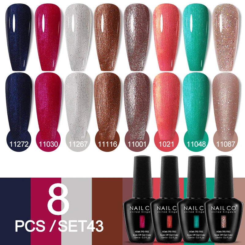 NAILCO Sparkly Rose Red Purple Gel Nail Polish Art Vernis Nails