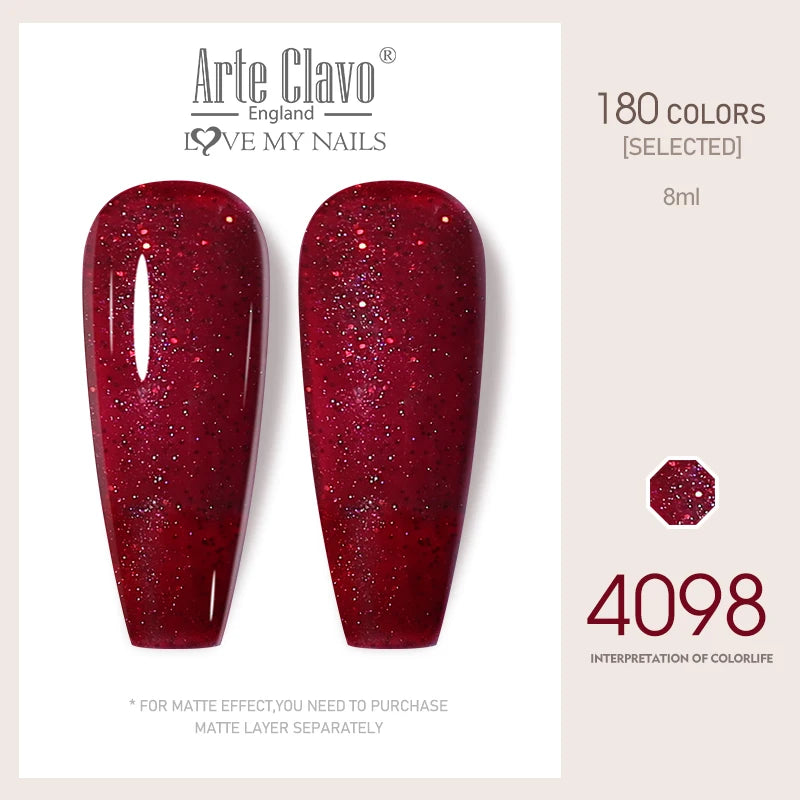 Arte Clavo Colorful Glitter Series UV Gel Nail Polish Sequin Soak Off Qme 4098