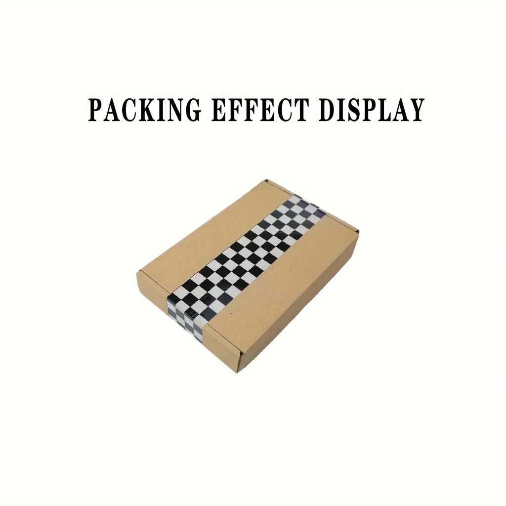 Black and White Checkered Shipping Tape, for Crafts, Packaging, Outdoor, Indoor Use Qme